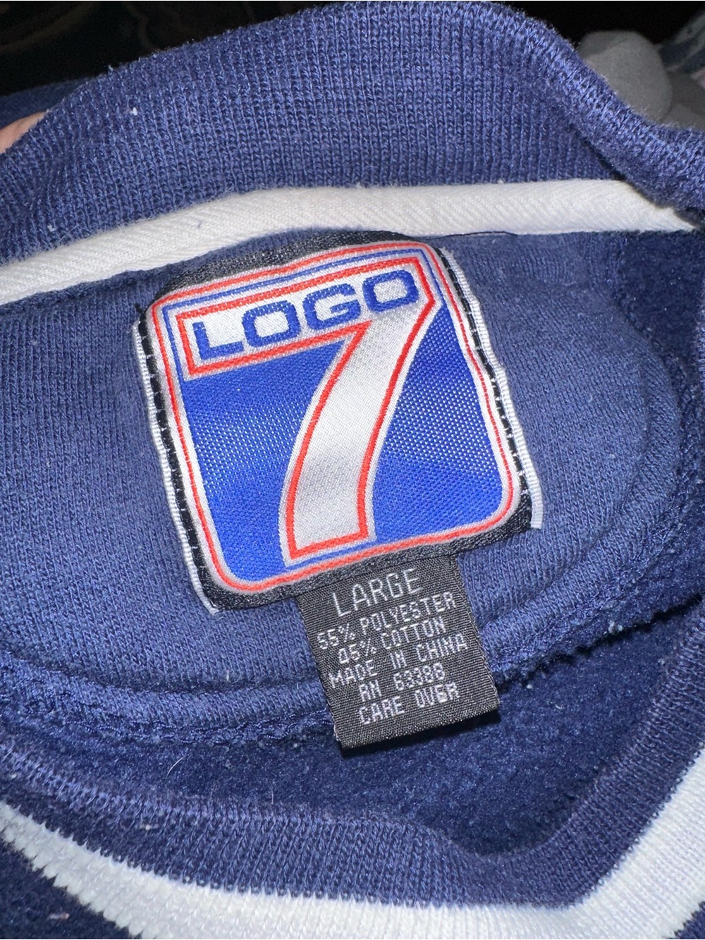 LOGO 7 Men's Navy and White Dallas Cowboys Crewneck Sweatshirt - Picture 3 of 3